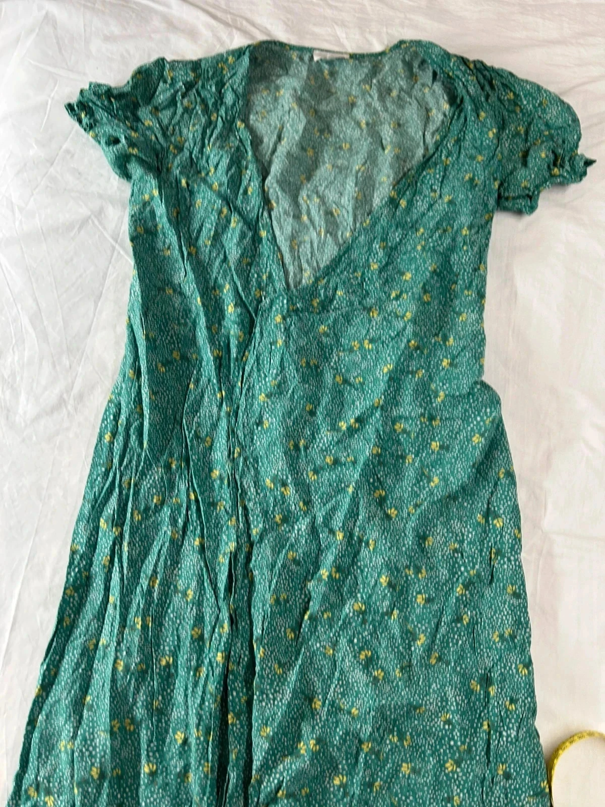 Lange groene jurk met vintage patronen van Grace & Mila – photo 5